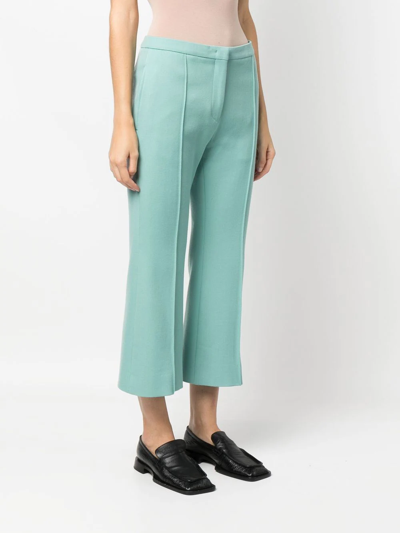Jil Sander Cropped Mid-rise Trousers With Slit Pockets In 绿色