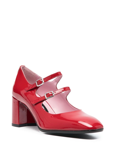 Shop Carel Paris Double-strap Mid-heel Pumps In 红色