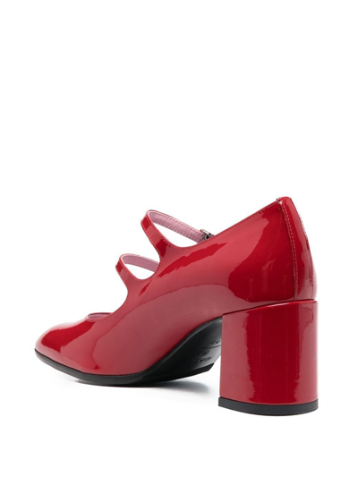 Shop Carel Paris Double-strap Mid-heel Pumps In 红色