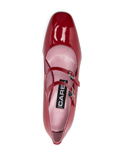 Shop Carel Paris Double-strap Mid-heel Pumps In 红色