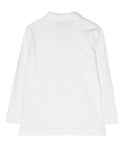 Il Gufo Embroidered-logo Long-sleeved Polo Shirt In 白色