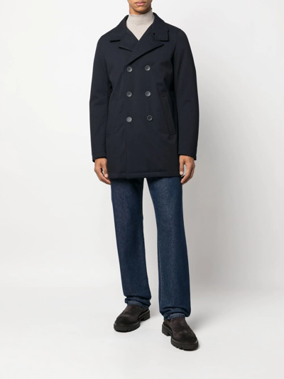 Herno Quilted Double-breasted Coat In 蓝色