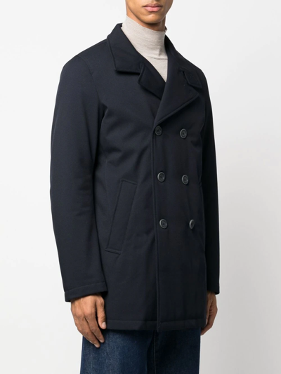 Herno Quilted Double-breasted Coat In 蓝色