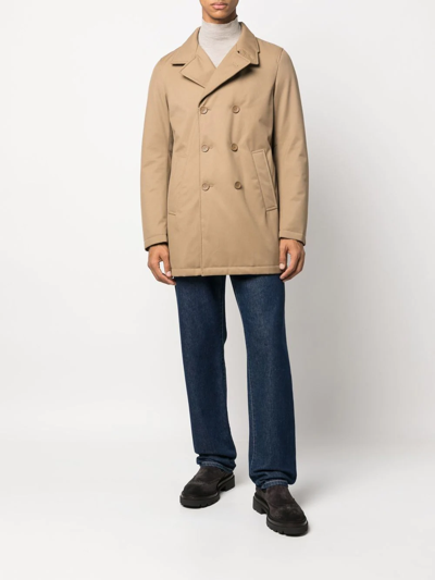 Herno Quilted Double-breasted Coat In 褐色