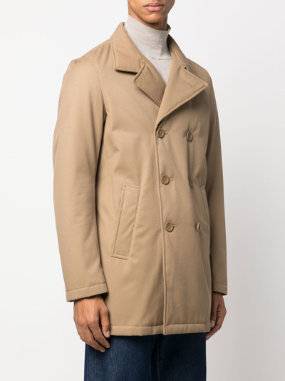 Shop Herno Quilted Double-breasted Coat In 褐色