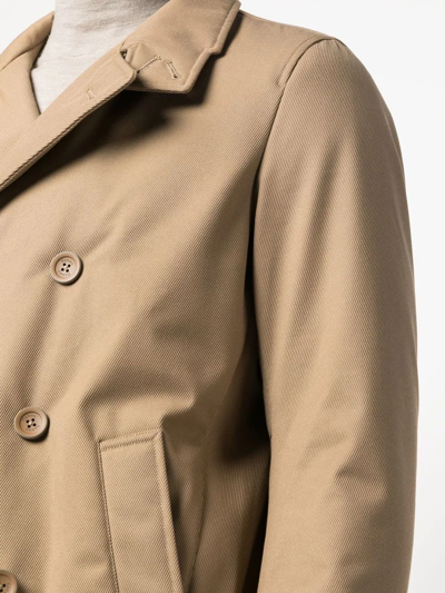 Herno Quilted Double-breasted Coat In 褐色