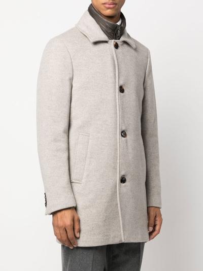 Moorer Quilted Single-breasted Coat In 中性色