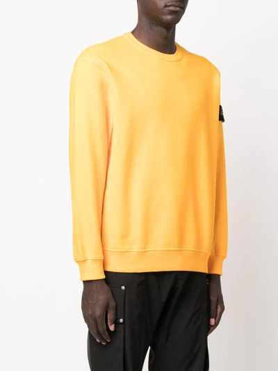 Stone Island Logo-patch Cotton-jersey Sweatshirt In Yellow | ModeSens