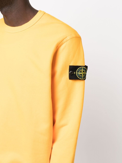 Shop Stone Island Compass-patch Cotton Sweatshirt In 黄色