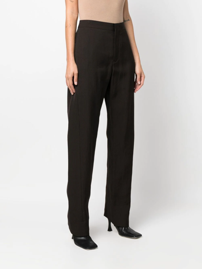 Shop Jil Sander High-waisted Straight-leg Trousers In 褐色