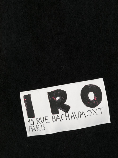 Shop Iro Logo-patch Fringed Edge Scarf In 黑色