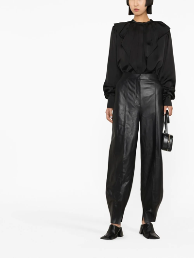 Jil Sander Ruffled Long-sleeve Blouse In 黑色