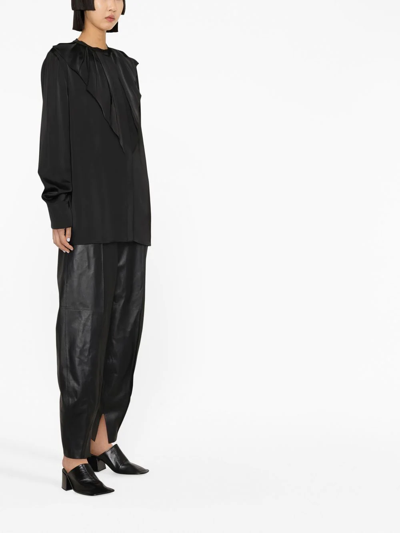 Shop Jil Sander Ruffled Long-sleeve Blouse In 黑色