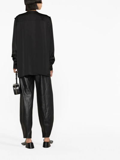 Shop Jil Sander Ruffled Long-sleeve Blouse In 黑色