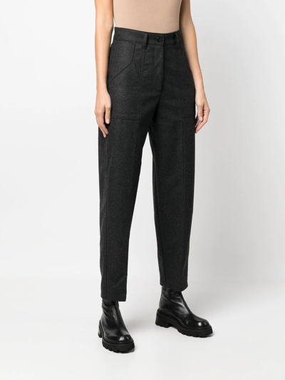 Shop Forte Forte Panelled-design High-waisted Trousers In 灰色