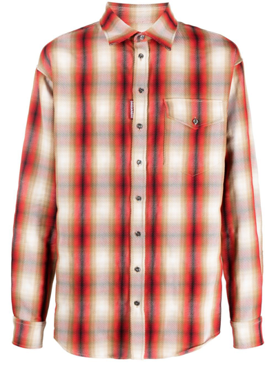 Shop Dsquared2 Checked Long-sleeve Shirt In 红色