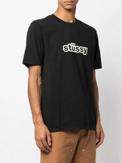 Shop Stussy Logo Print T-shirt In 黑色