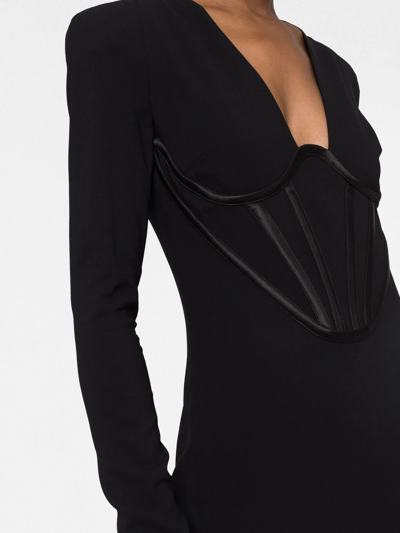 Versace Silk Satin-trimmed Crepe Mini Dress In 黑色