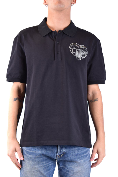 Shop Valentino Men's  Black Cotton Polo Shirt