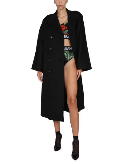 Shop Dolce E Gabbana Women's  Black Other Materials Trench Coat