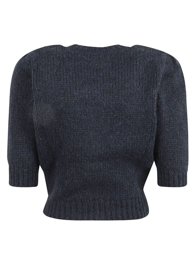 Shop Alessandra Rich Hotfix Knitted Jumper In Navy Blue