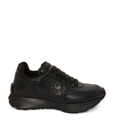 Shop Alexander Mcqueen Leather Sprint Runner Sneakers In Black
