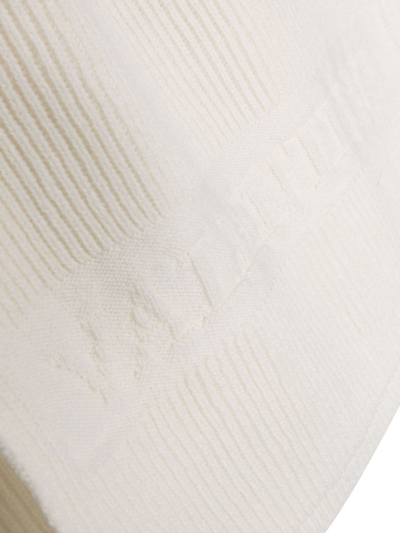 Valentino White Vlogo Signature Ribbed Knit Scarf In Weiss