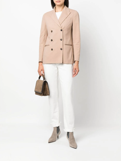 Brunello Cucinelli Double-breasted Button Blazer In Nude