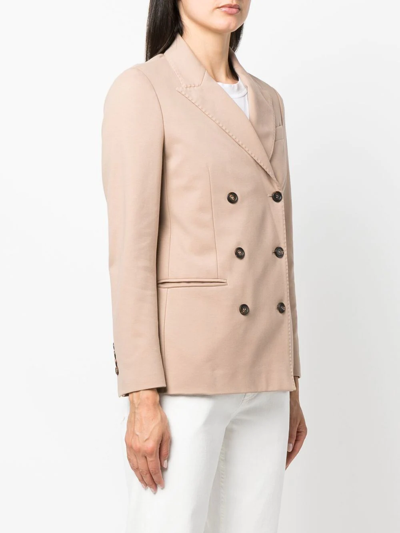 Brunello Cucinelli Double-breasted Button Blazer In Nude