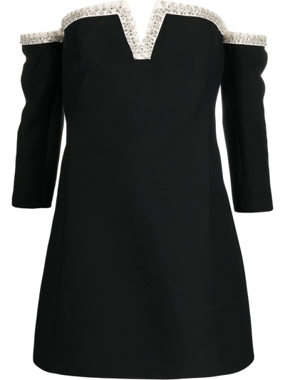 Shop Valentino Off-shoulder Mini Dress In Schwarz