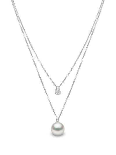 Shop Yoko London 18kt White Gold Starlight Pearl And Diamond Necklace In Silver
