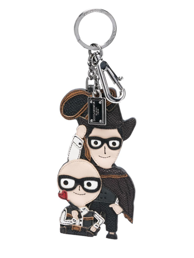 Shop Dolce & Gabbana Domenico And Stefano Leather Keyring In Schwarz