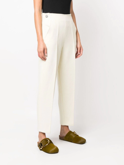 Shop Forte Forte Cropped Knit Trousers In Nude