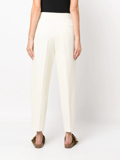 Shop Forte Forte Cropped Knit Trousers In Nude