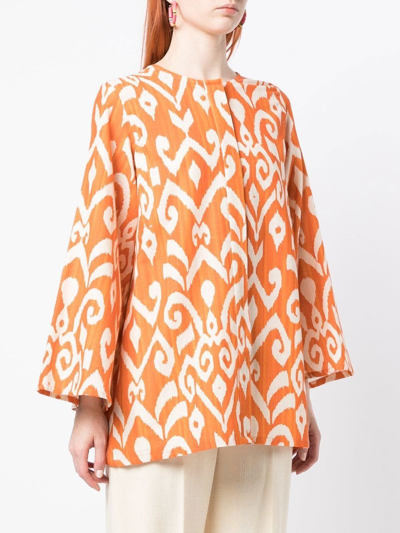 Shop Bambah Linden Geometric-print Blouse In Orange