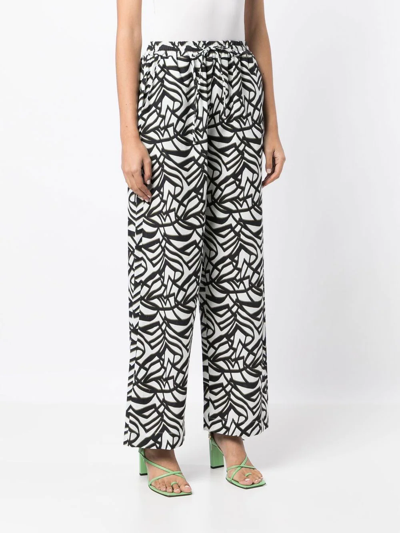 Shop Bambah Geometric-print Wide-leg Trousers In Black