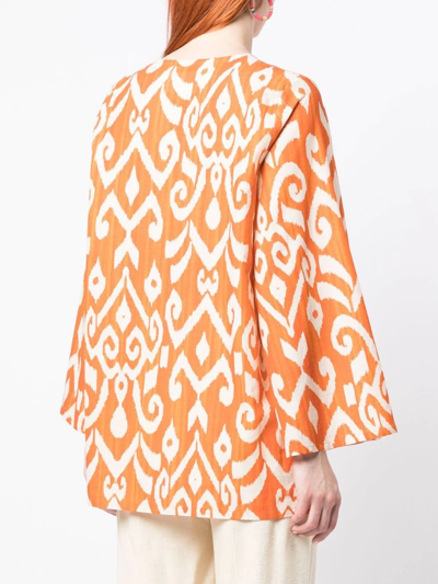 Shop Bambah Linden Geometric-print Blouse In Orange