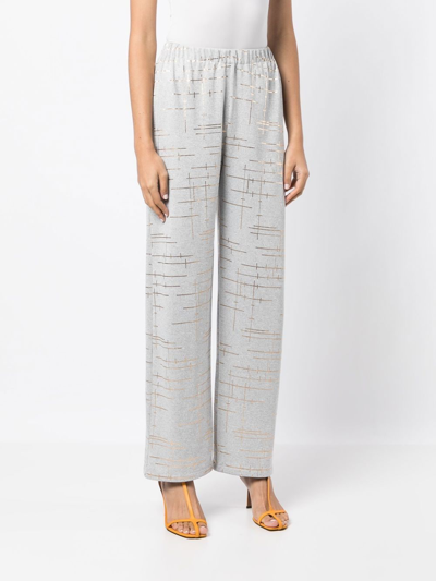 Shop Bambah Metallic Geometric-print Trousers In Grey
