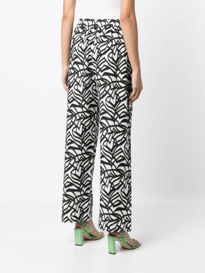 Shop Bambah Geometric-print Wide-leg Trousers In Black