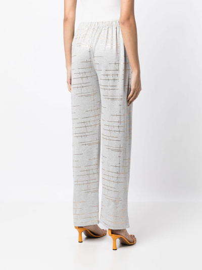 Shop Bambah Metallic Geometric-print Trousers In Grey