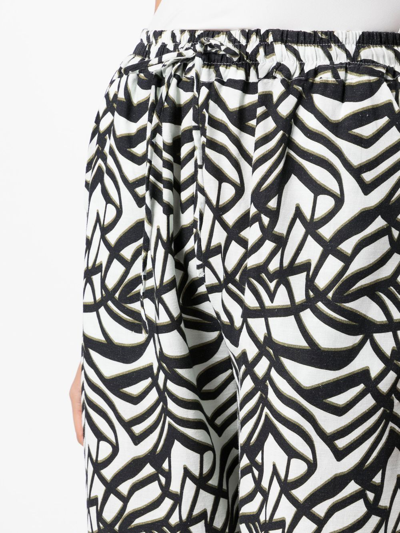 Shop Bambah Geometric-print Wide-leg Trousers In Black