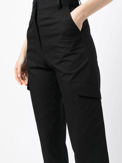 Shop Bambah Cropped Straight-leg Cargo Pants In Black