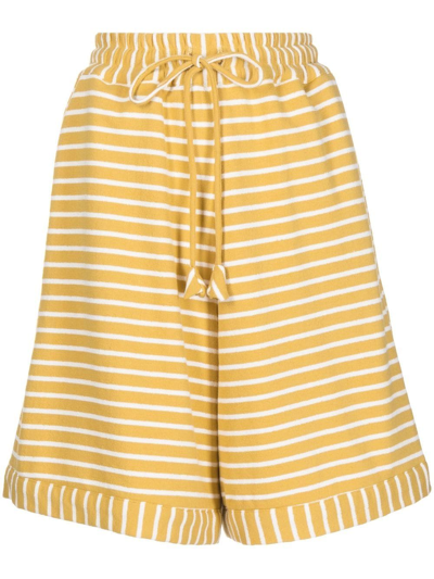 Shop Bambah Striped Wide-leg Shorts In Yellow