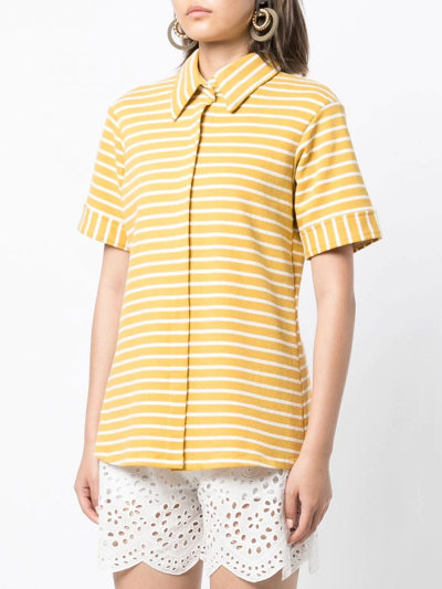 Shop Bambah Striped Short-sleeve Shirt In Yellow