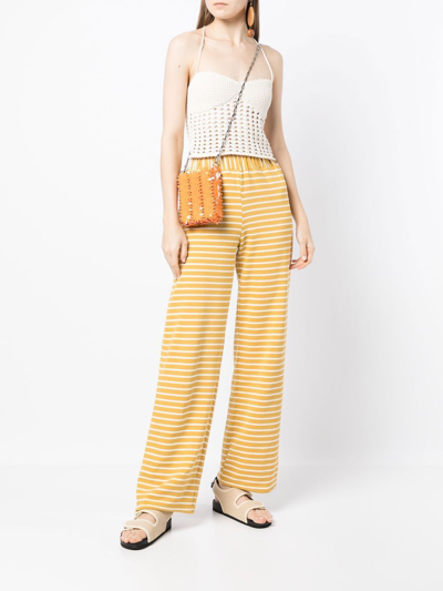 Shop Bambah Striped Straight-leg Trousers In Yellow