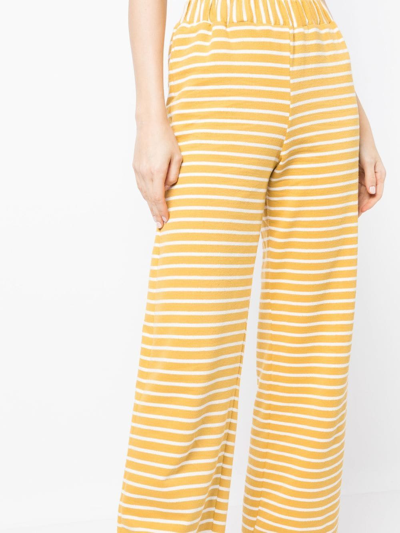 Shop Bambah Striped Straight-leg Trousers In Yellow