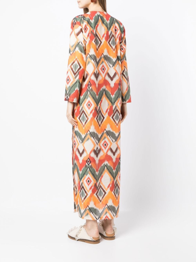 Bambah Argentina Geometric-print Maxi Dress In Orange