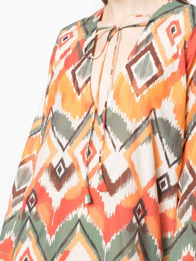 Bambah Argentina Geometric-print Maxi Dress In Orange