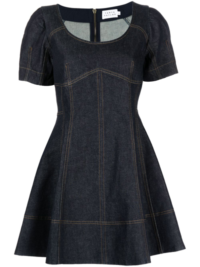 Shop Tanya Taylor Mia Short-sleeve Denim Dress In Blue