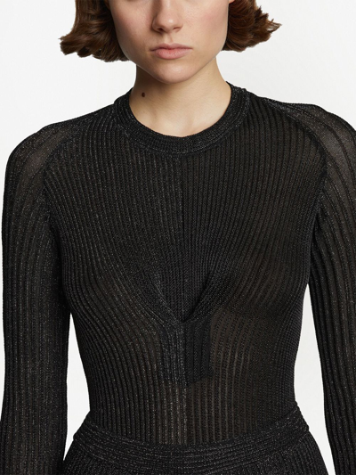 Shop Proenza Schouler Metallic Ribbed-knit Top In Black
